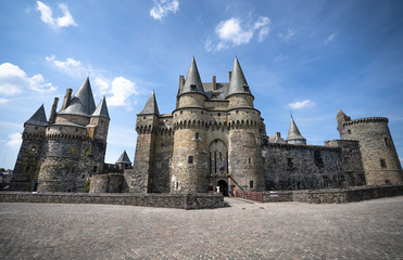 Fototapeta na wymiar Medieval Fairytale stone Vitre castle in Brittany France