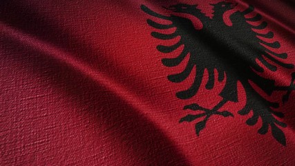 Albanian flag fluttering in the wind