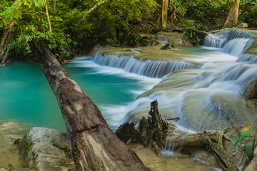 Beautiful scenery of Erawan Waterfall in Kanchanaburi,Thailand.