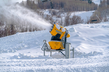 Snowmaking with snow cannons in Park City Utah