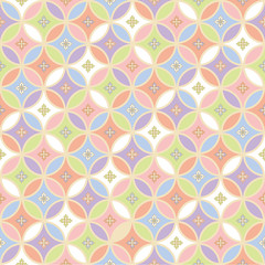 和ポップパターン　七宝柄　和の花