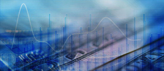 Double exposure Rows of coins of Credit cards on the table,finance and business concept,Money,soft focus and blurred style,dark tone.