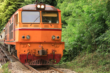 Obraz premium Train over the River Kwai in Kanchanaburi, Thailand.