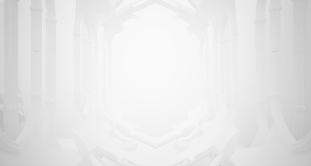 Abstract white gothic interior. 3D illustration and rendering.