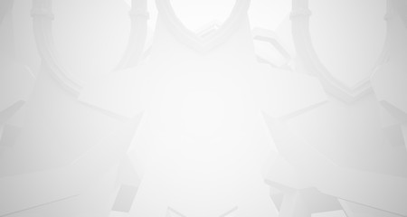 Abstract white gothic interior. 3D illustration and rendering.