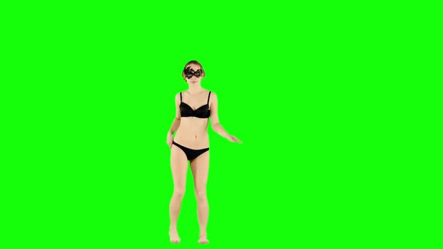 Lingerie Girl Dancing Sensually Green Screen