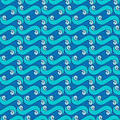 Blue sea water wave seamless pattern