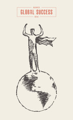 Business concept global success globe vector man