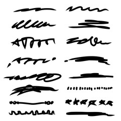 Collection of hand drawn Underline Strokes in Marker Brush Doodle Style Various Shapes in Lines vector