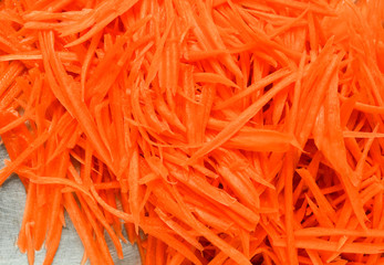 Shredded carrot slice for cook food on background