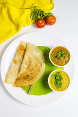 Dosa with sambar and chutney