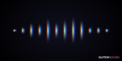 Audio or sound wave with music volume peaks and color glitch effect