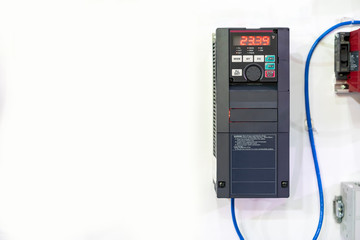 Advance universal automatic inverter for electric current vector or vfd  high performance and accuracy control & supply for communication remote system industrial on white wall with copy space