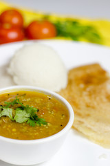 Dosa idli with sambar and dall for breakfast or dinner in south india