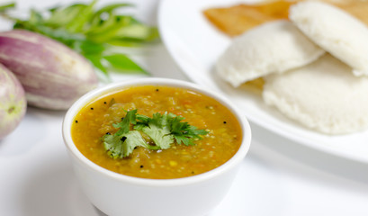 Dosa idli with sambar and dall for breakfast or dinner in south india