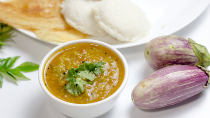 Dosa idli with sambar and dall for breakfast or dinner in south india