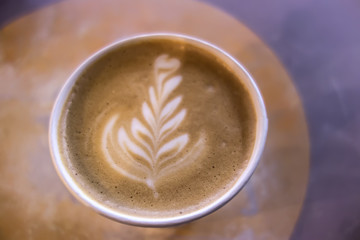 Cappuccino coffee with foam milk art