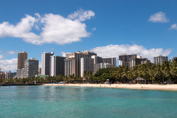 Fototapeta na wymiar Waikiki Beach, Honolulu, Hawaii