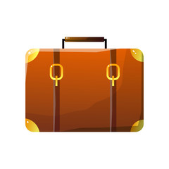 Retro Leather Suitcase, Traveler Luggage, Travel concept Vector Illustration