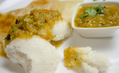 Dosa idli with sambar and dall for breakfast or dinner in south india