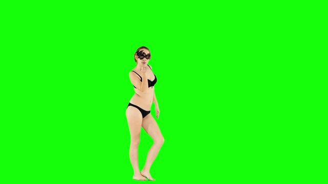 Lingerie Girl Blowing Air Kisses Green Screen