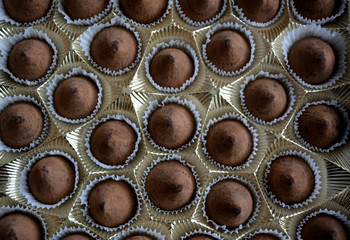 Beautiful chocolates in a box. Truffle. Sweetness, dessert