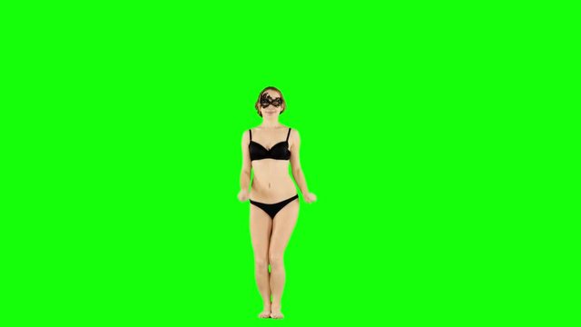 Excited Girl Smiling And Jumping on Green Screen