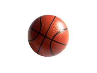 Fototapeta premium Orange rubber basketball with lighting reflection isolated on white background