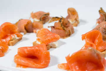 Sliced salmon fish fillet. 