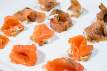 Sliced salmon fish fillet. 