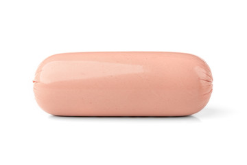 Boiled sausage isolated on white background.