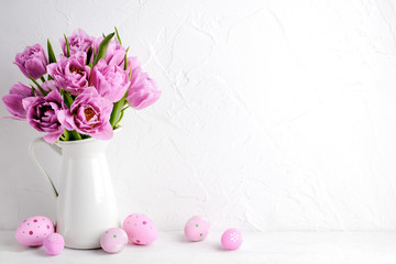Tulip flower and easter eggs