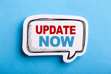Update Speech Bubble Isolated On Blue