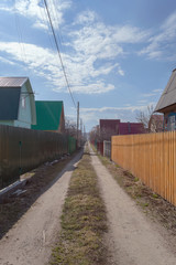 Fototapeta premium typical russian street with dachas at countryside