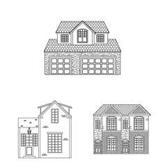 Vector design of building and front symbol. Collection of building and roof vector icon for stock.