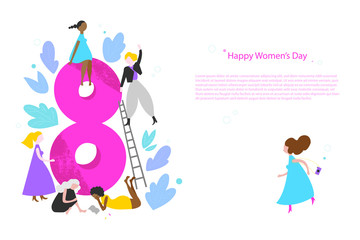 Happy Womens Day vector banner template  