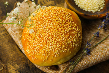 Homemade bun and sesame Home activity during coronavirus isolation