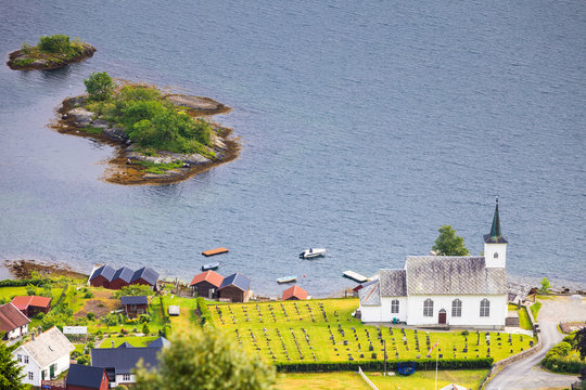 Bruvik Lutheran Church, island Osteroy Norway