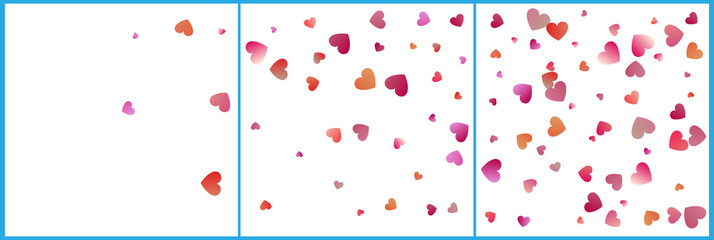 Red and pink hearts confetti celebrations. Simple festive modern design. Holiday vector set