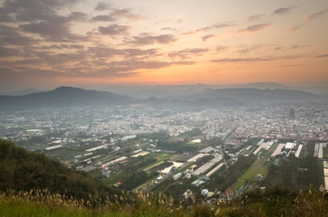 sunset scenery with orange clouds