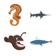 Isolated object of sea and animal symbol. Set of sea and marine stock vector illustration.