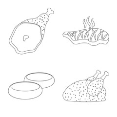 Isolated object of meat and ham icon. Collection of meat and cooking stock vector illustration.