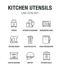 KITCHEN UTENSILS LINE ICON SET