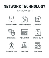 NETWORK TECHNOLOGY LINE ICON SET