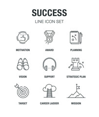Fototapeta premium SUCCESS LINE ICON SET