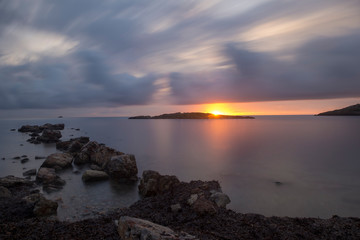 Sunrise by the sea on the island of Ibiza