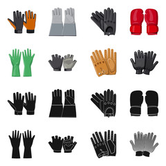 Isolated object of glove and winter sign. Collection of glove and equipment stock vector illustration.