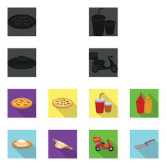 Isolated object of pizza and food symbol. Set of pizza and italy vector icon for stock.
