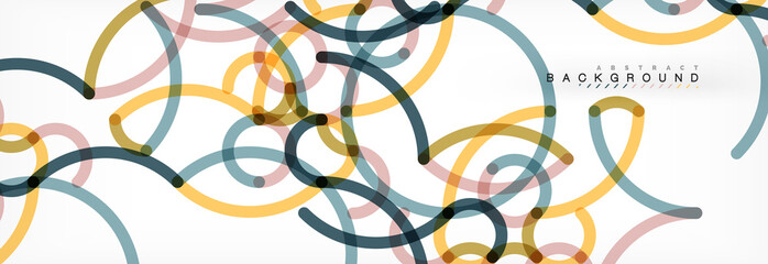 Curly lines abstract background, color overlapping linear texture