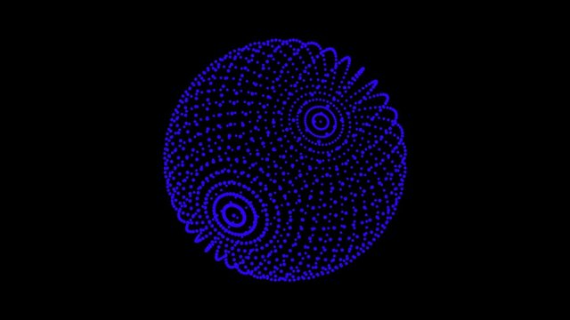 Blue Sphere Of Spinning Points, Particles. Loop animation.